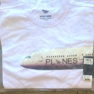 White XL Graphic Tee with Airplane Design. (Paper Planes Brand)